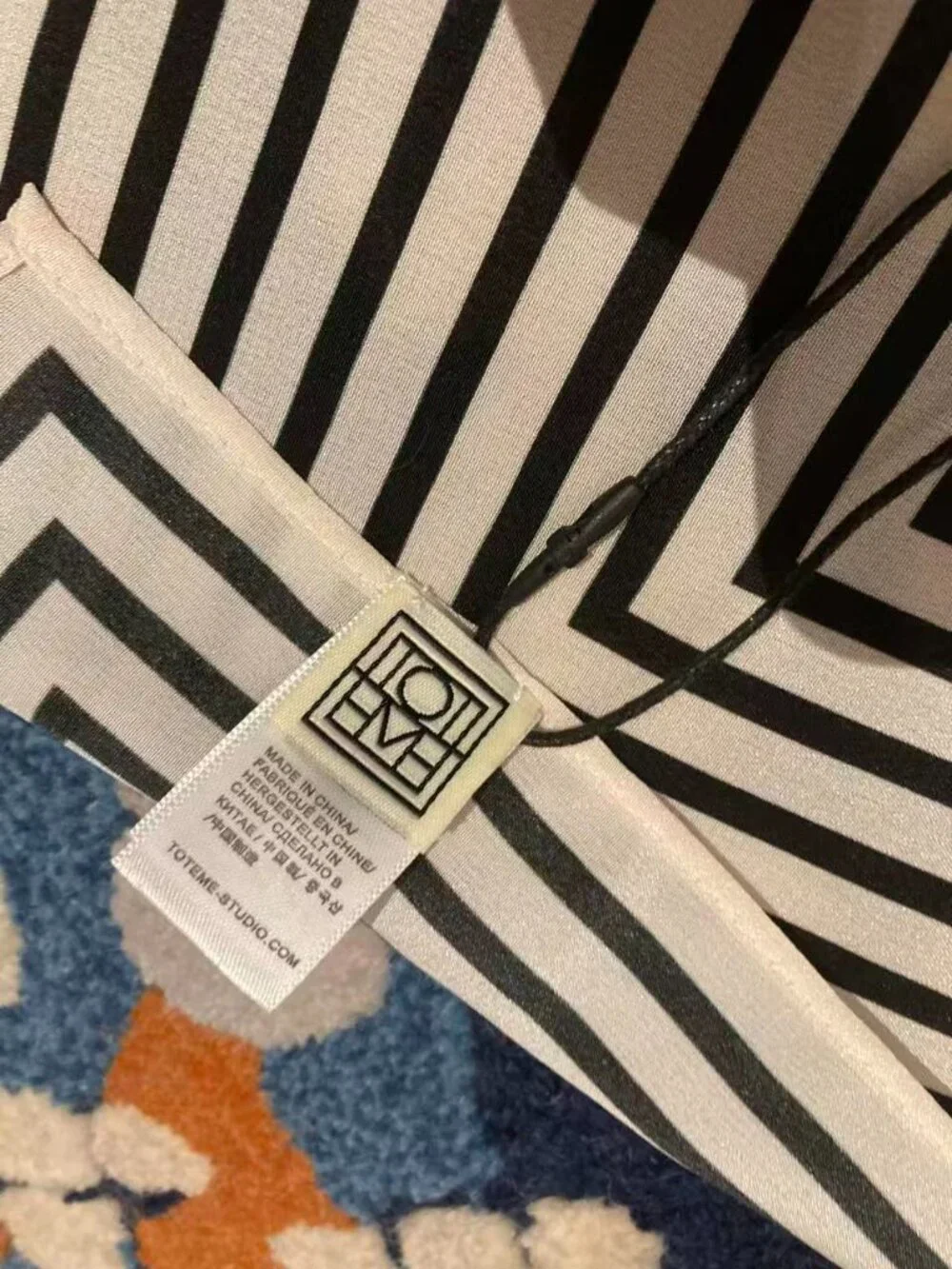 TOTEME Beige Centered Monogram Silk Scarf